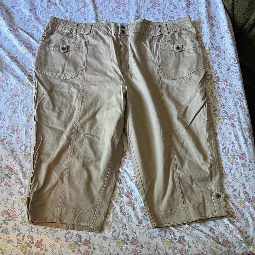 Catherines Women's Cargo Shorts in Tan